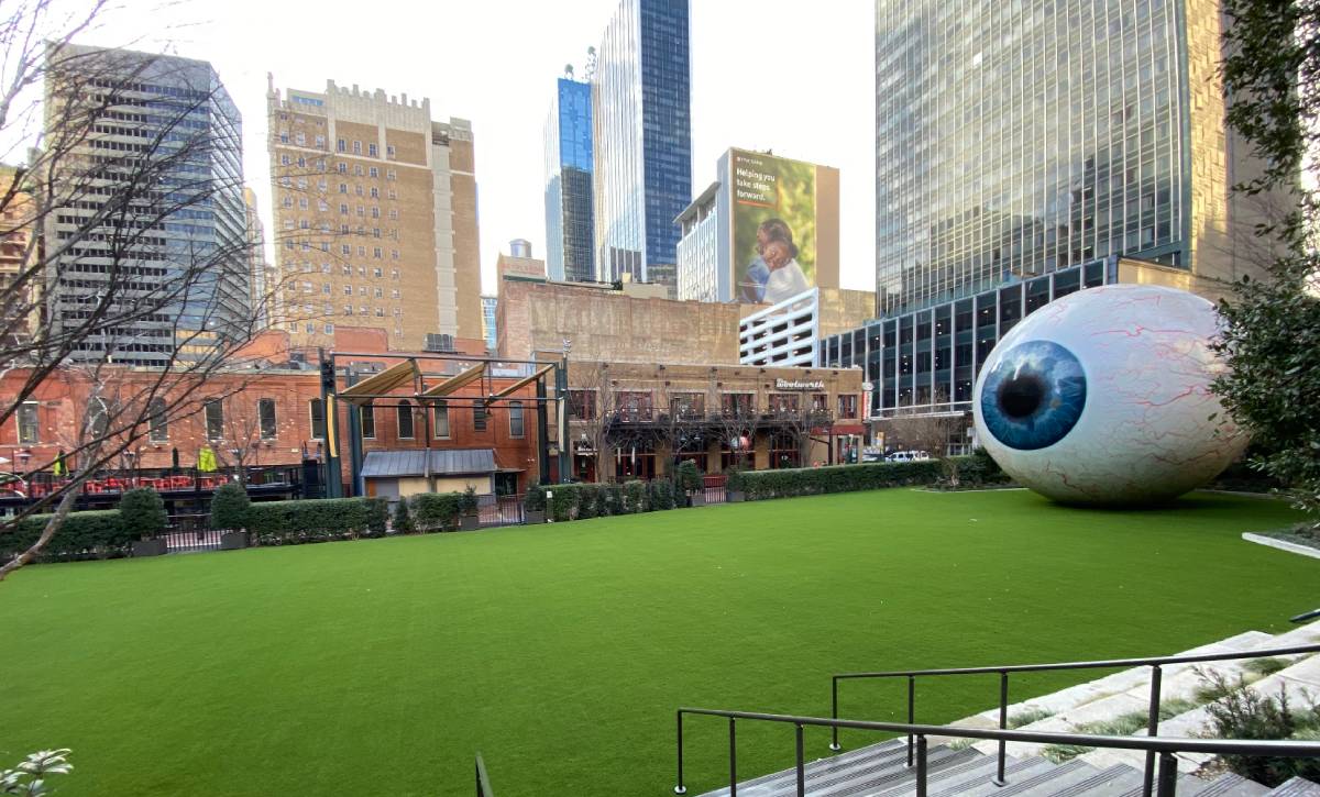 Grounds eye view of the giant eyeball park