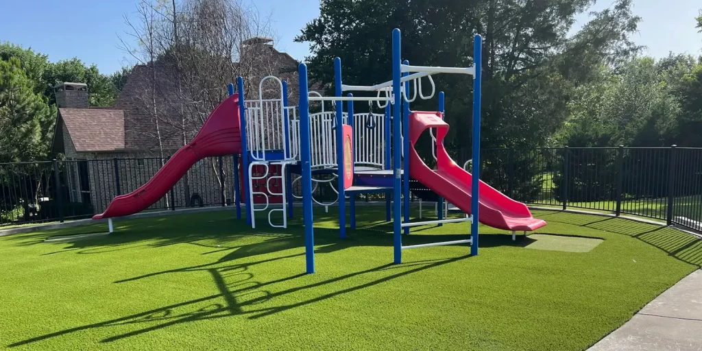 Artificial grass playground installed by SYNLawn