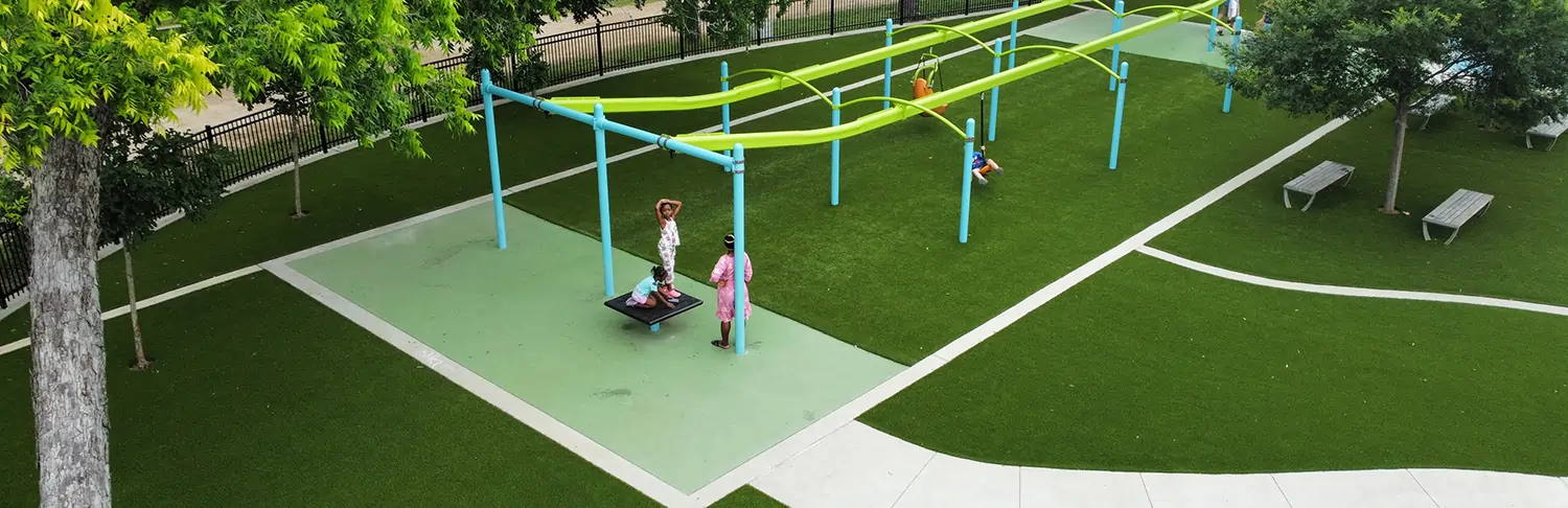 Commercial playground turf drone shot from SYNLawn