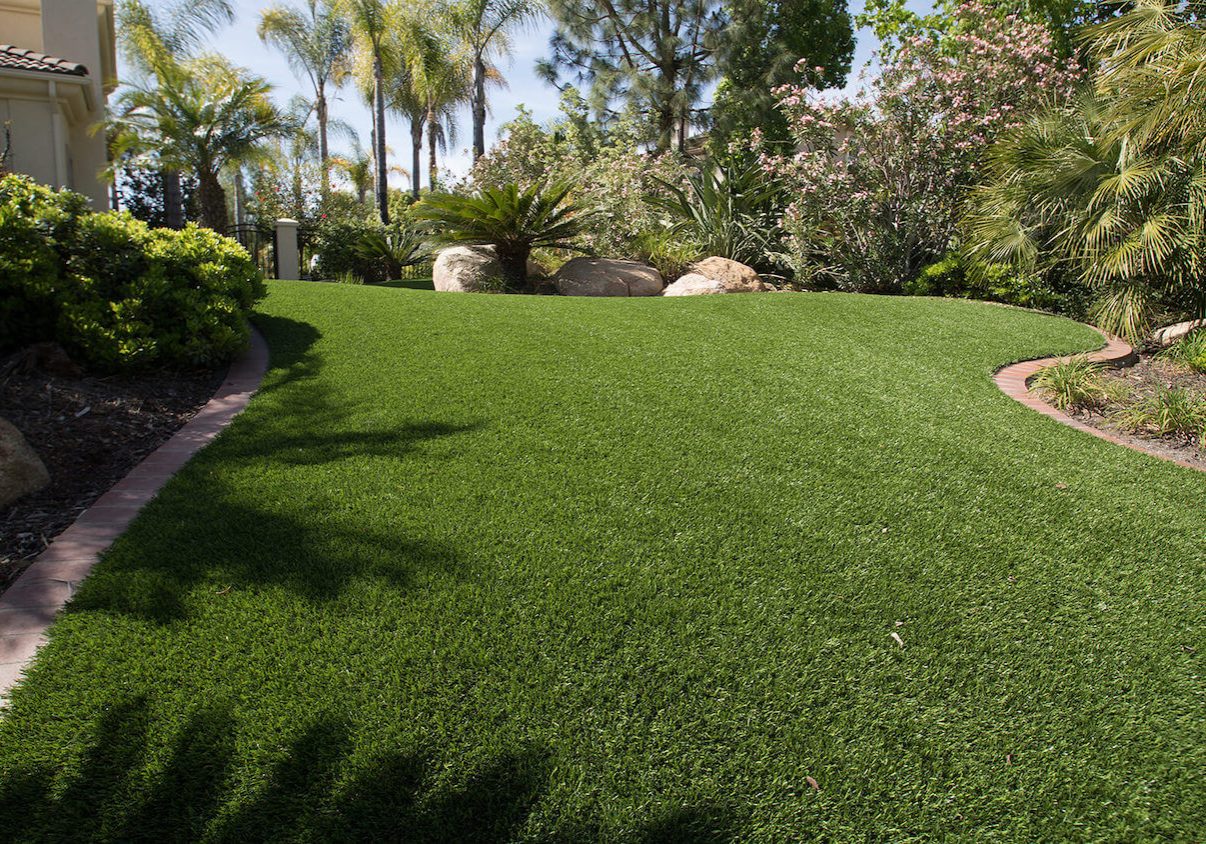 Shot of a residential artificial grass lawn